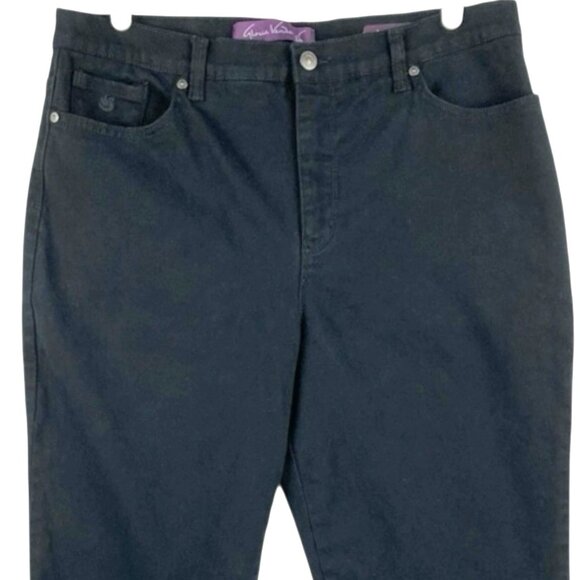 Gloria Vanderbilt Women's Amanda Black Stretch Denim Jeans Size 14 Straight Leg - Picture 3 of 10